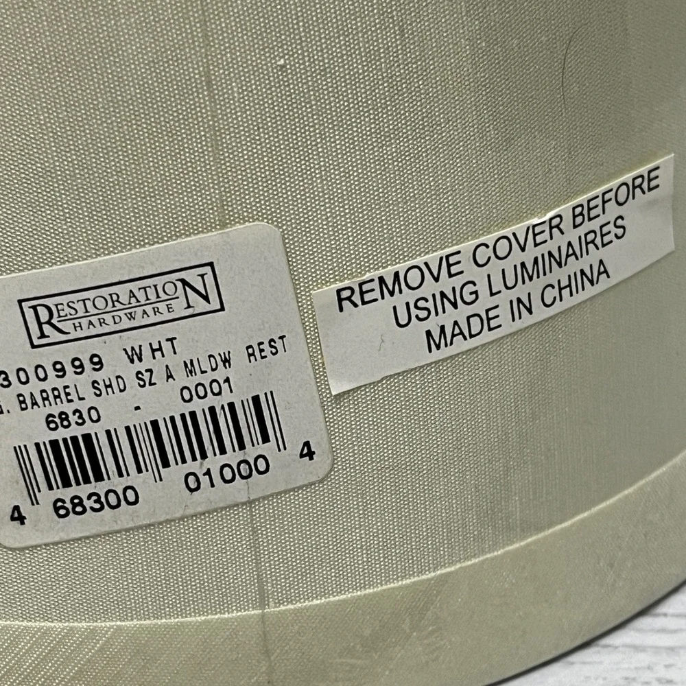 Restoration Hardware White Barrel Lamp Shade Clip On Size A NEW  Cream